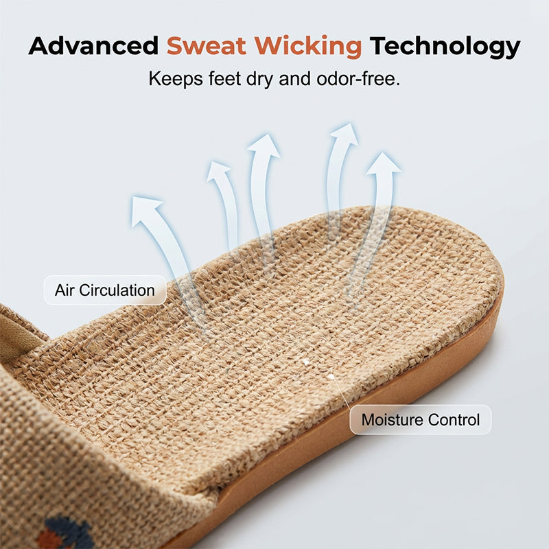 Lightweight All-weather Linen Slippers With Thick Soles
