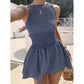 🥳SUMMER HOT SALE🥳💞50K+ SOLD!💥50% OFF! 🔥Sleeveless Gingham Smocked Mini Dress