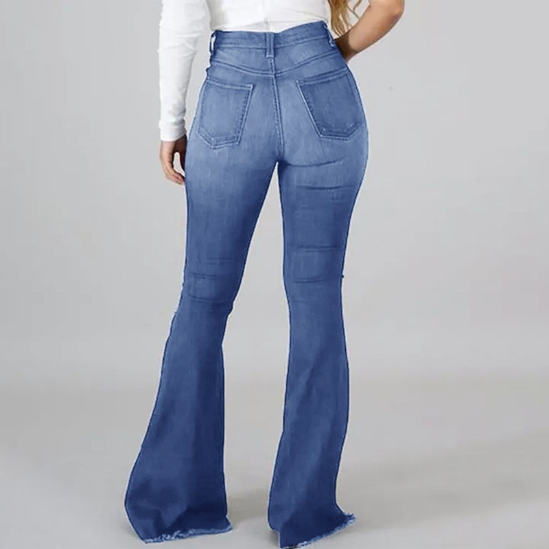 Women's High-Waist Ripped Flare Jeans