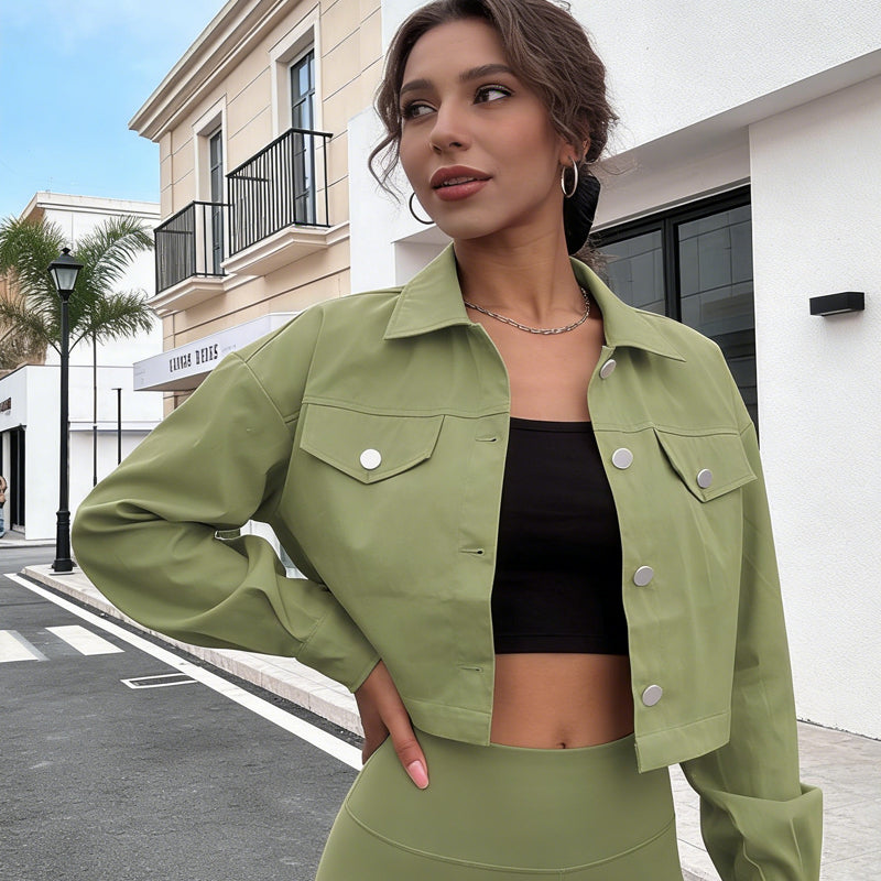 🥳2026 NEW ARRIVAL🥳💞50K+ SOLD!💥50% OFF! 🔥 Women's Solid Cropped Button-Down Jacket