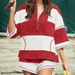 2 Piece Set Womenswear Outfits Summer Striped Sweatshirt Workout Shorts Sets Matching Lounge Set Tracksuits