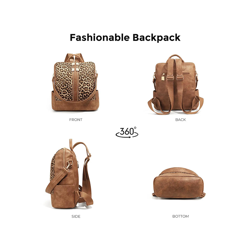 Fashion Leopard Print Backpack and Shoulder Bag Set