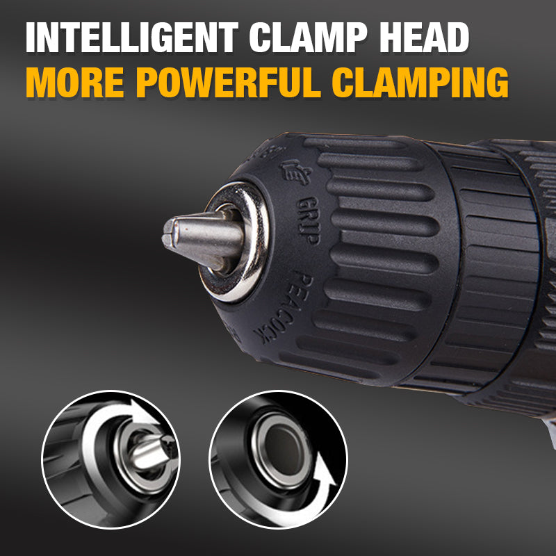 21V Cordless Drill Set with 1500mAh Battery, LED Work Light, Fast Charger, 45Nm Torque, 2 Speed Settings for Wood, Metal, Concrete