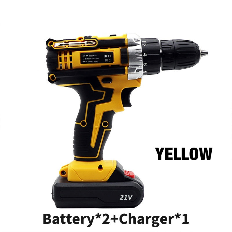 21V Cordless Drill Set with 1500mAh Battery, LED Work Light, Fast Charger, 45Nm Torque, 2 Speed Settings for Wood, Metal, Concrete