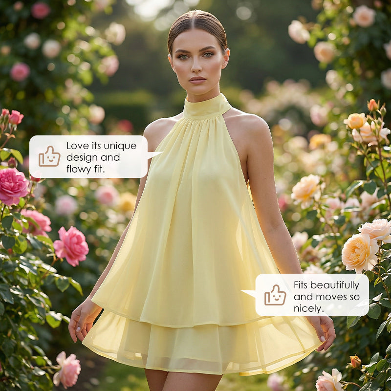 Women's Summer Fashion Party Halter Tie Back Mini Dresss