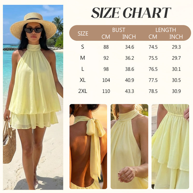 Women's Summer Fashion Party Halter Tie Back Mini Dresss
