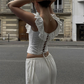 Ruffle Strap Lace-Up Corset Top