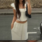 Ruffle Strap Lace-Up Corset Top