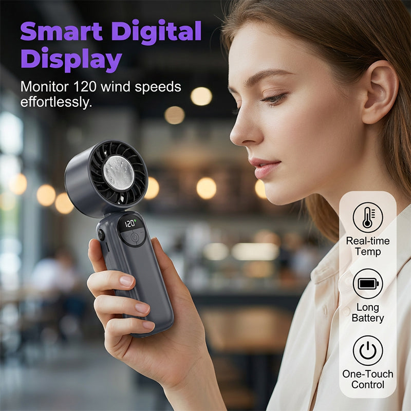 Portable Handheld Cooling Fan with Smart Display