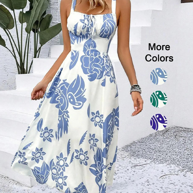 ⚡50K+ SOLD!🌸Floral Whispers🌿Women's Floral Print Spaghetti Strap Dress