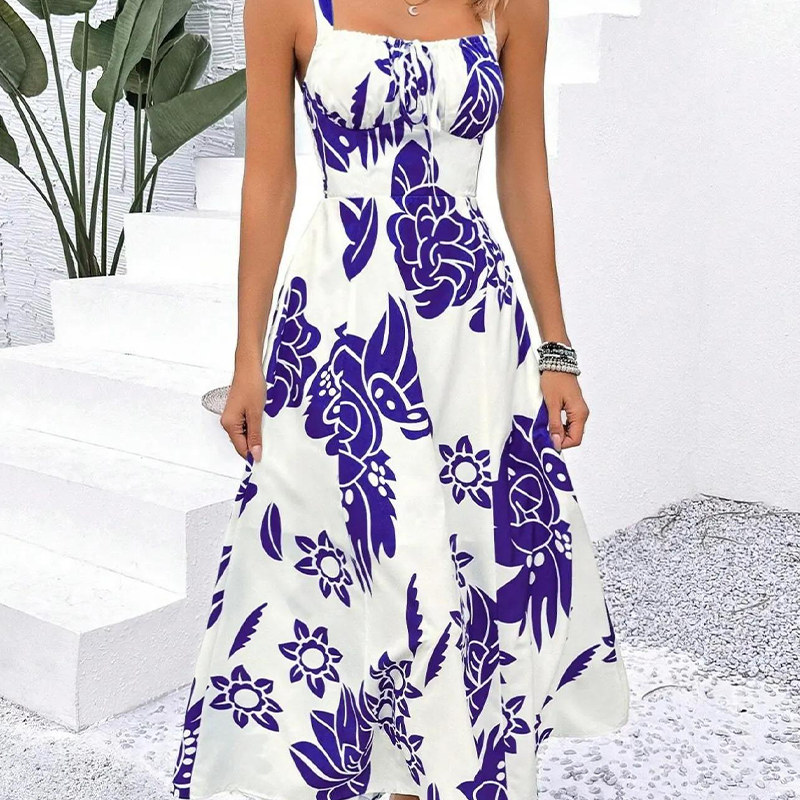 ⚡50K+ SOLD!🌸Floral Whispers🌿Women's Floral Print Spaghetti Strap Dress
