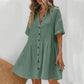✨ Babydoll Dress for Women Short Sleeve Button Down Textured Non-clingy Loose Fit Flowy Mini Dress with Pockets 2026 New Summer Dress