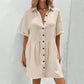 ✨ Babydoll Dress for Women Short Sleeve Button Down Textured Non-clingy Loose Fit Flowy Mini Dress with Pockets 2026 New Summer Dress