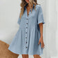 ✨ Babydoll Dress for Women Short Sleeve Button Down Textured Non-clingy Loose Fit Flowy Mini Dress with Pockets 2026 New Summer Dress