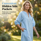 Women's Solid Color Linen-Style Loose Fit Bubble Sleeve Dress