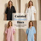 Women's Solid Color Linen-Style Loose Fit Bubble Sleeve Dress