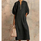 Women's Solid Color Linen-Style Loose Fit Bubble Sleeve Dress