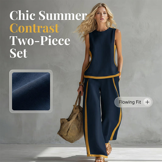 👚 50% OFF NOW! 👖 Casual Sleeveless Colorblock Top & Wide-Leg Pants Set – Soft, breathable & flowy – Perfect for summer days, beach or casual chic – effortless matching style 🌸