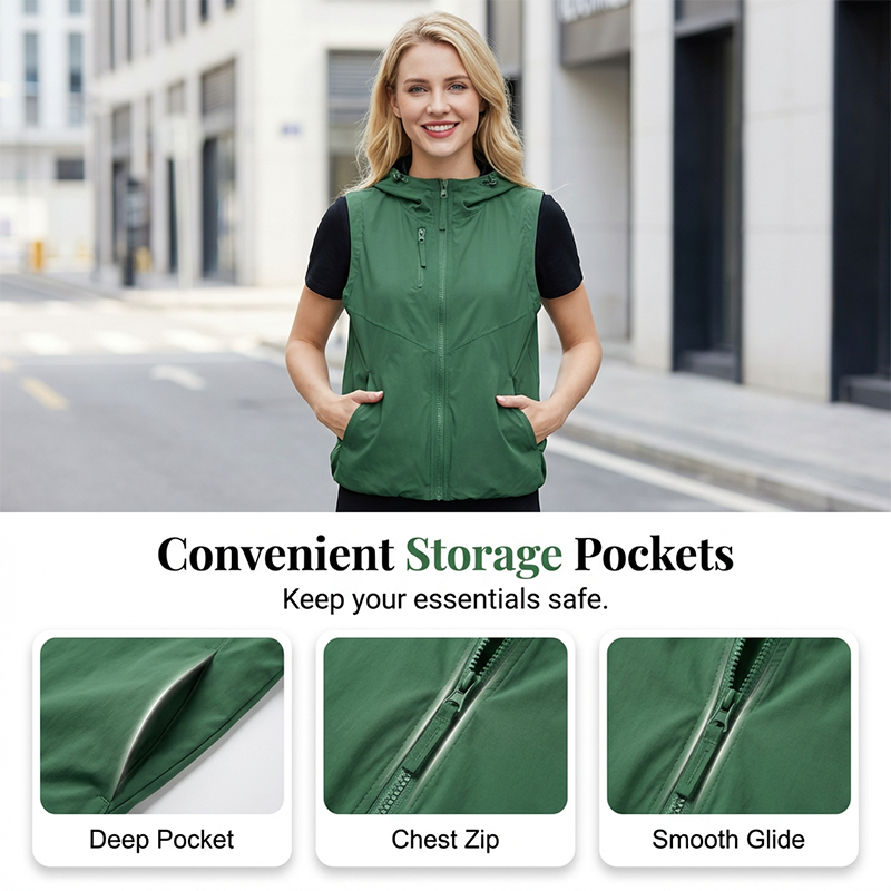 Women's Reversible Hooded Zip-Up Vest
