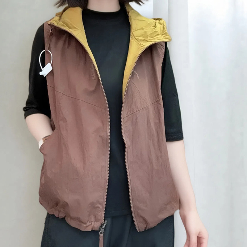 Women's Reversible Hooded Zip-Up Vest