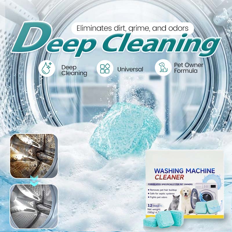 🏆 LAST DAY SPECIAL! 🔥 LIMITED TIME BUY 2 GET 1 FREE 🎁 Washing Machine Cleaner – 12 Tablets, Deep Cleans Inner Tank & Pet Hair, Removes Odours 🧼