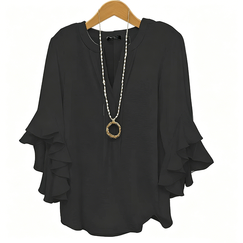🌸 LIMITED-TIME 50% OFF! ✨ V-Neck Ruffled Sleeve Top – Flowy, Lightweight, Elegant Casual Blouse for Women 🌿