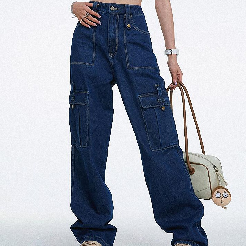 🔥While Supplies Last 49% OFF!🎉 High-Waist Denim Cargo Wide-Leg Pants