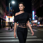 Women's One-Shoulder Lace Patchwork Top
