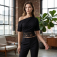 Women's One-Shoulder Lace Patchwork Top