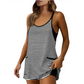 Women's Striped Tankini Dress with Pockets