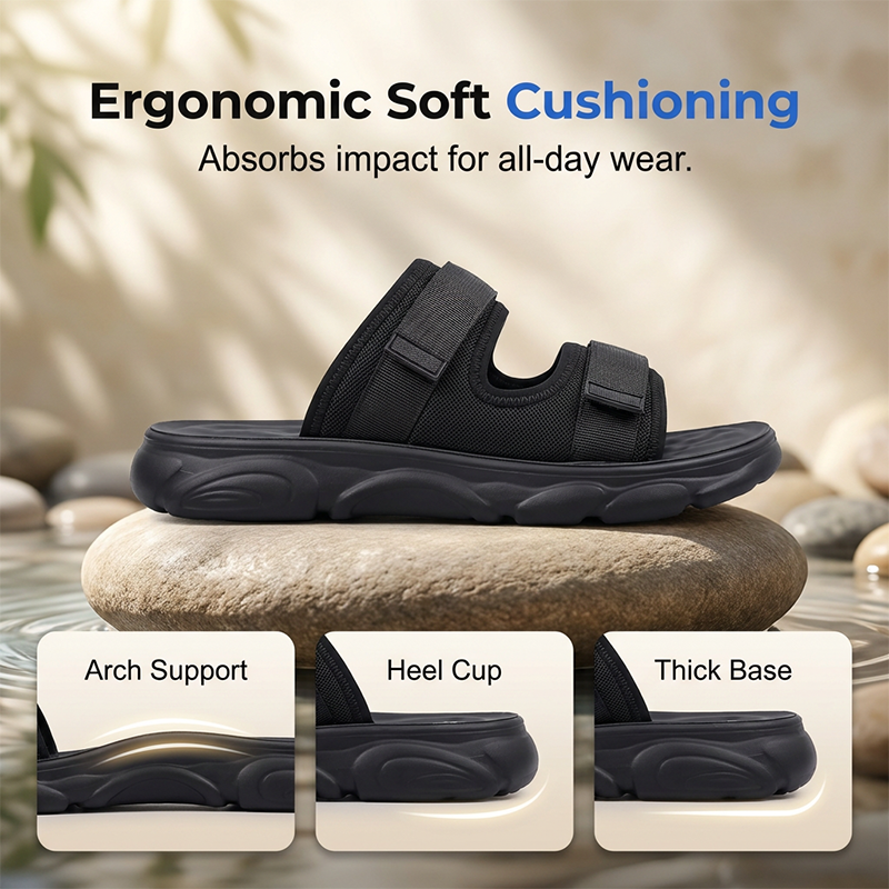 ⏰ LIMITED-TIME 49% OFF! 🏃 Men's Adjustable Dual-Strap Slide Sandals – Breathable Mesh, Cushioned, Secure Fit ✨