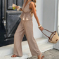 👕 LIMITED-TIME 50% OFF! ✨Women's Striped V-Neck Top & Wide-Leg Pants Set