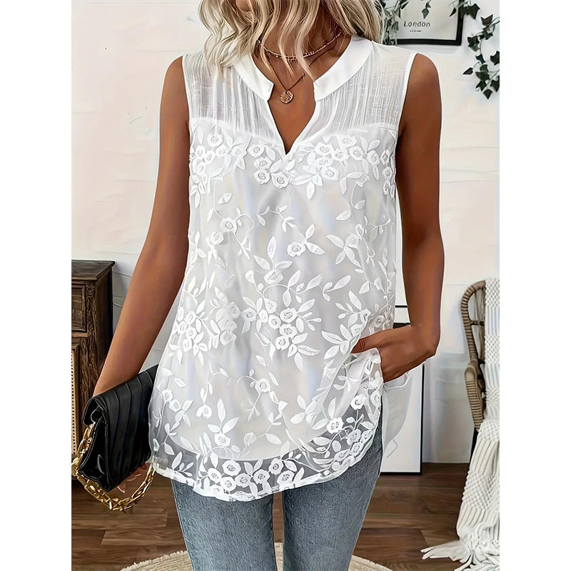 📢📢50% OFF⏰Women’s Chic Floral Lace Sleeveless Shirt