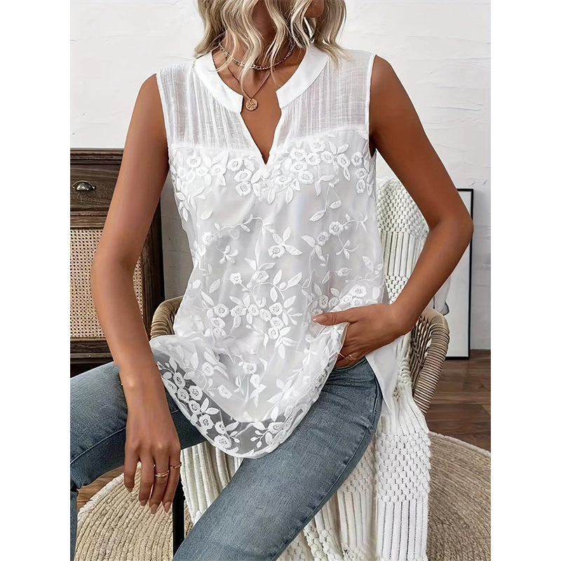 📢📢50% OFF⏰Women’s Chic Floral Lace Sleeveless Shirt
