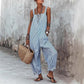 Women's Casual Striped Spaghetti Strap Jumpsuit