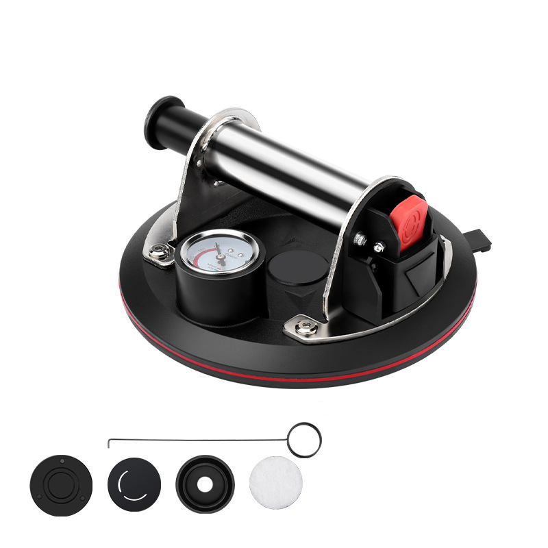 8-Inch Glass Vacuum Suction Cup with Pressure Gauge