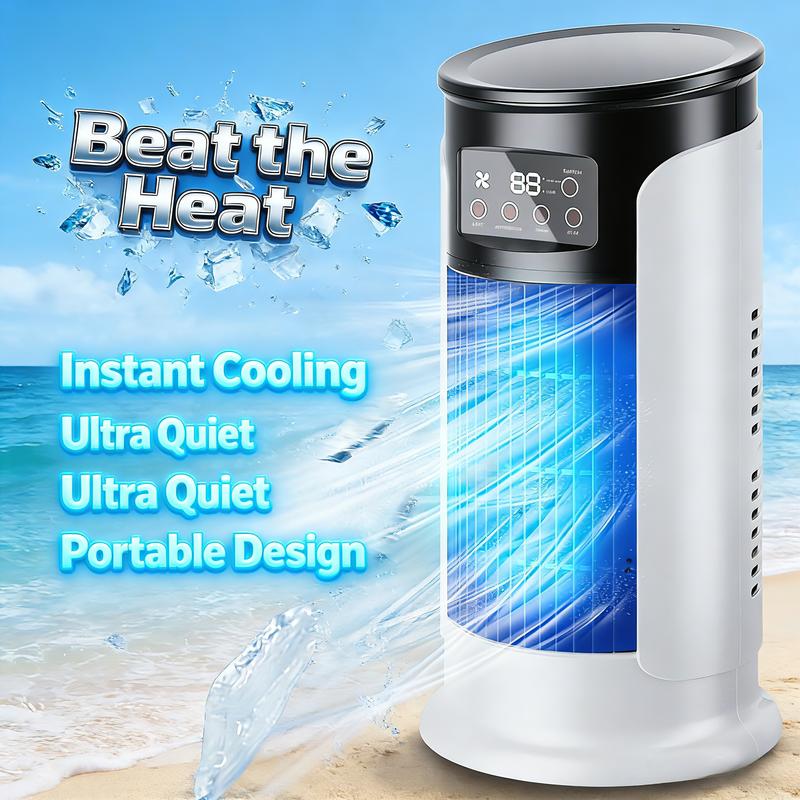 2026 New Evaporative Air Conditioner – Compact USB desk fan, personal cooler with a 300-ml tank, adjustable speed settings, timer, quiet operation, portable design for the nightstand