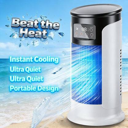 2026 New Evaporative Air Conditioner – Compact USB desk fan, personal cooler with a 300-ml tank, adjustable speed settings, timer, quiet operation, portable design for the nightstand
