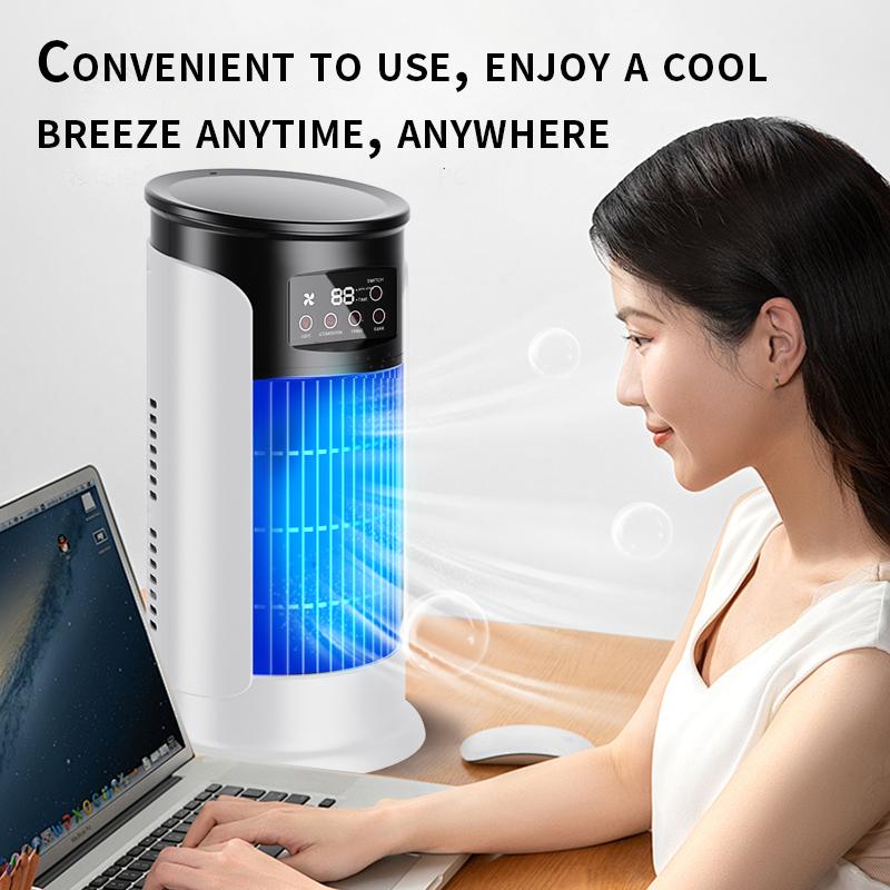 2026 New Evaporative Air Conditioner – Compact USB desk fan, personal cooler with a 300-ml tank, adjustable speed settings, timer, quiet operation, portable design for the nightstand
