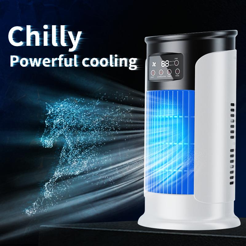 2026 New Evaporative Air Conditioner – Compact USB desk fan, personal cooler with a 300-ml tank, adjustable speed settings, timer, quiet operation, portable design for the nightstand