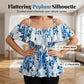 🌸Women's Plus Size Printed Off-Shoulder Ruffle Cami Top✨