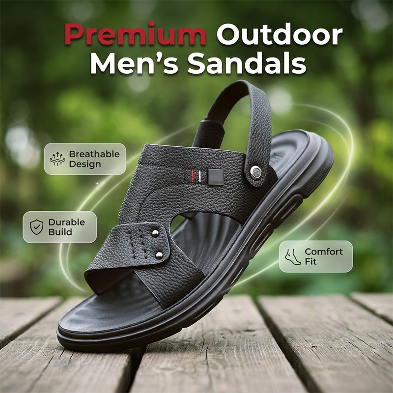 Men's Leather Sandals, Durable Anti-Slip Thick Sole, Comfortable Business Casual Shoes, Ideal for Daily Commute and Summer Wear