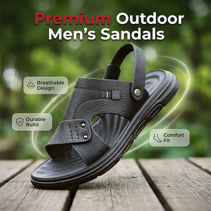 Men's Leather Sandals, Durable Anti-Slip Thick Sole, Comfortable Business Casual Shoes, Ideal for Daily Commute and Summer Wear