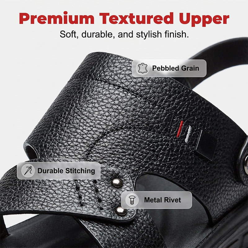 Men's Leather Sandals, Durable Anti-Slip Thick Sole, Comfortable Business Casual Shoes, Ideal for Daily Commute and Summer Wear