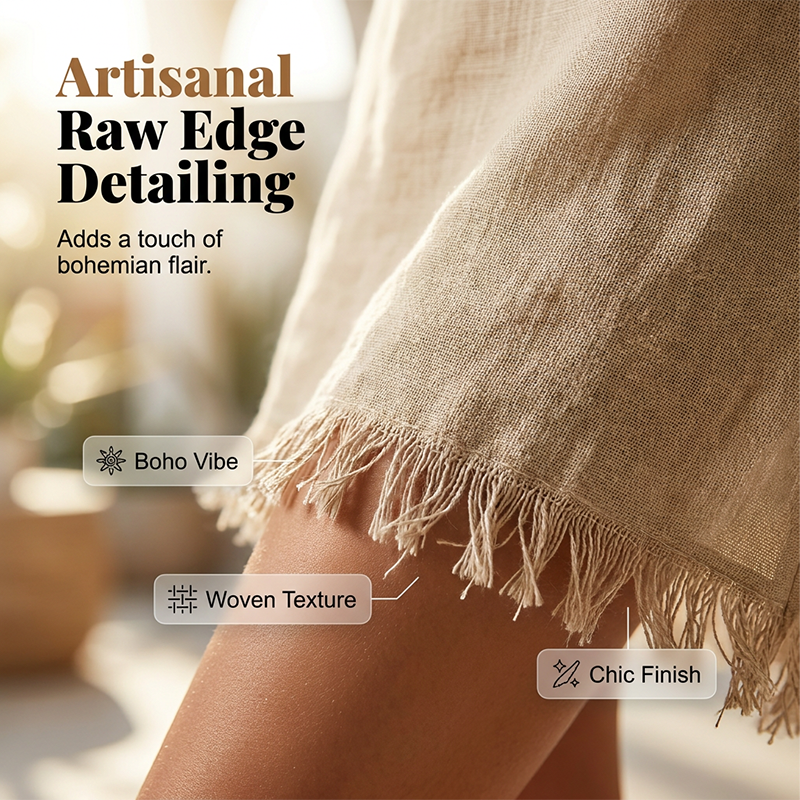 Frayed Edge V-Neck Mini Slip Dress