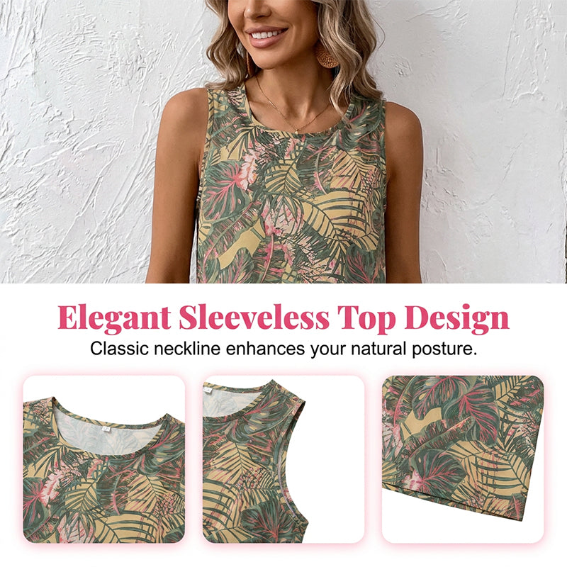 👚 50% OFF NOW! 👖 Women's Printed Sleeveless Top & Wide-Leg Pants Set – Flowy & breathable – Perfect for summer, beach or resort wear – effortless chic 🌸