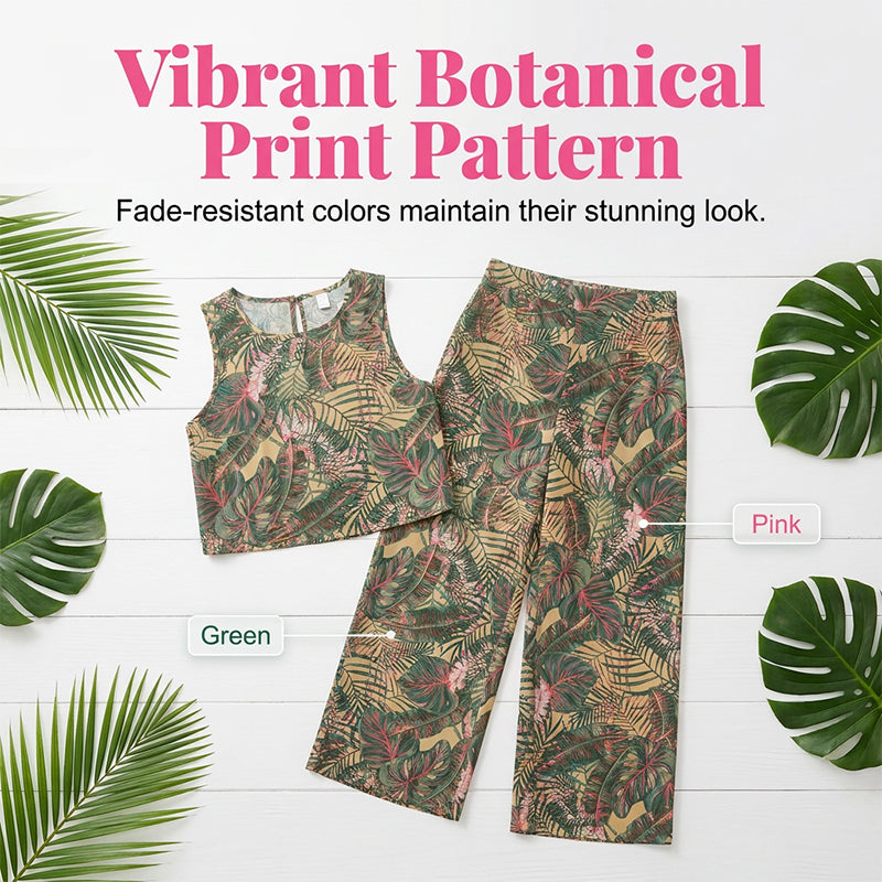 👚 50% OFF NOW! 👖 Women's Printed Sleeveless Top & Wide-Leg Pants Set – Flowy & breathable – Perfect for summer, beach or resort wear – effortless chic 🌸