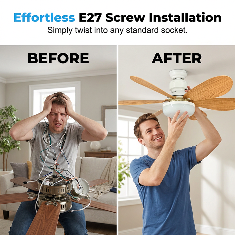 6-Blade Wooden Style Ceiling Fan Light
