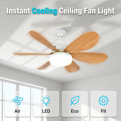 6-Blade Wooden Style Ceiling Fan Light