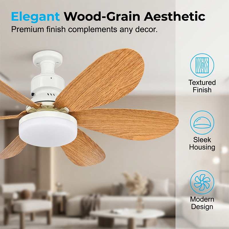 6-Blade Wooden Style Ceiling Fan Light